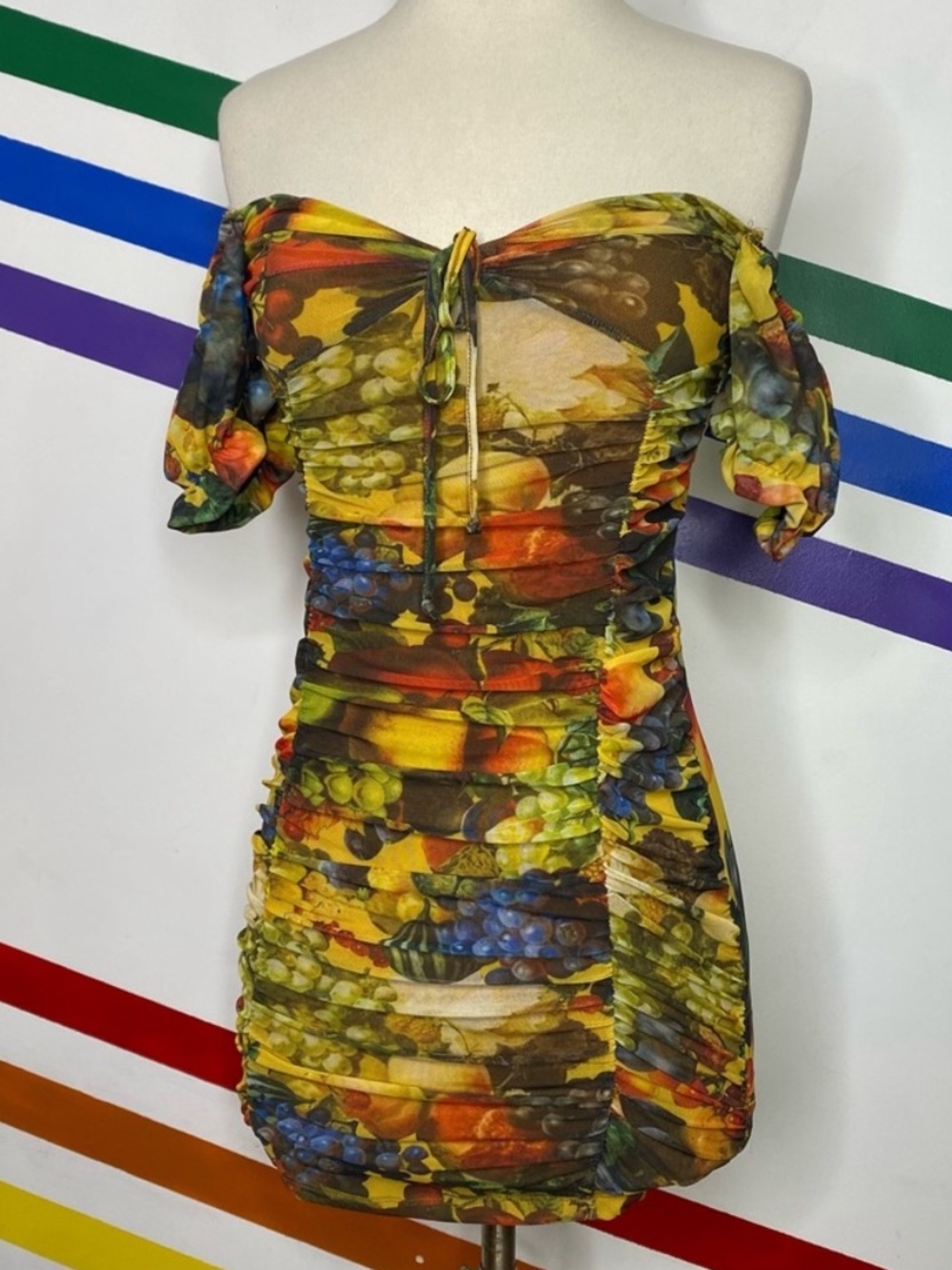 NEW UO mesh fruit pattern mini party dress size small